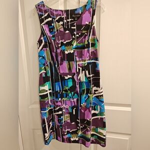 Connected Apparel Multi Color Sleeveless Dress size 8, made in Srilanka.